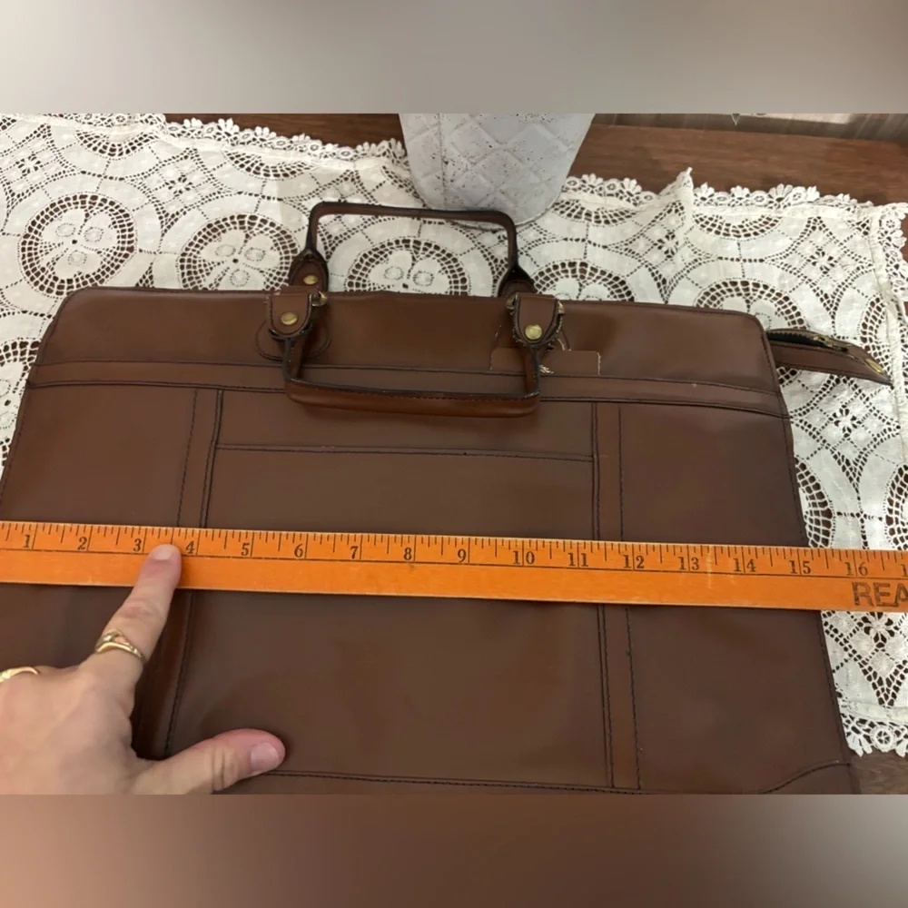 Jordache Vintage Brown Leather Men's Bag Briefcase Portfolio Unisex